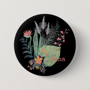 Chapa Redonda De 5 Cm floral tropical botánica personalizada