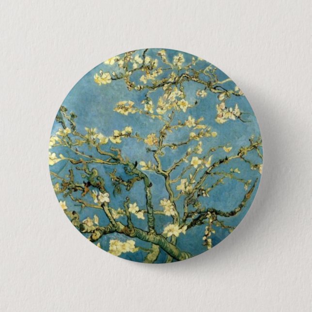 Chapa Redonda De 5 Cm Floreciente árbol de almendros por Van Gogh (Anverso)