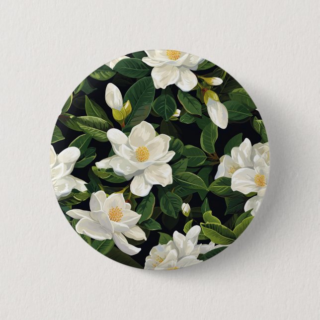 Chapa Redonda De 5 Cm Flores blancas de gardenia (Anverso)