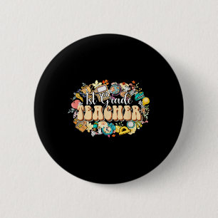 Chapa Redonda De 5 Cm Flores Boho Profesor De 1er Grado Agradecimiento P