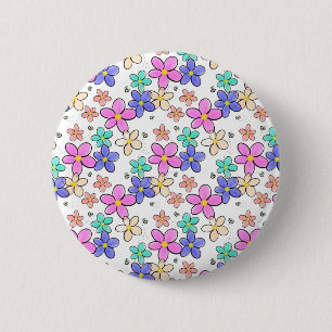 Chapa Redonda De 5 Cm flores brillantes arcoíris coloridas abejas floral