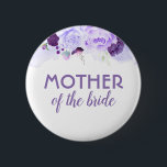 Chapa Redonda De 5 Cm Flores color de agua morado Elegante Boda<br><div class="desc">botón boda para madre,  padre,  hermana,  hermano de la novia o novio</div>