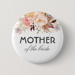 Chapa Redonda De 5 Cm Flores color de agua rosada Rubor Elegante Boda