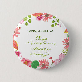 Chapa Redonda De 5 Cm Flores de aniversario de bodas religiosas número 5