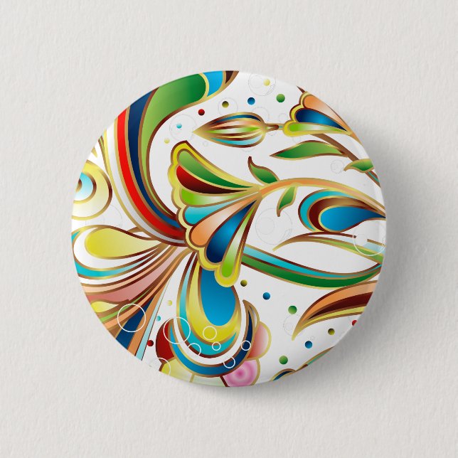 Chapa Redonda De 5 Cm Flores de batido espléndidas (Anverso)