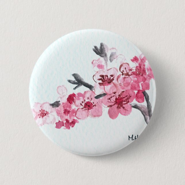 Chapa Redonda De 5 Cm Flores de cerezo rosadas (Anverso)