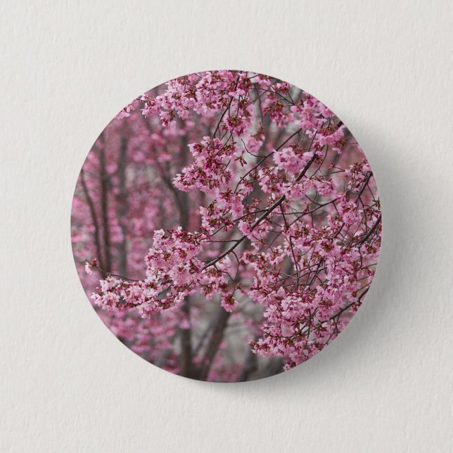 Chapa Redonda De 5 Cm Flores de cerezo Sakura rosadas flotando (Anverso)