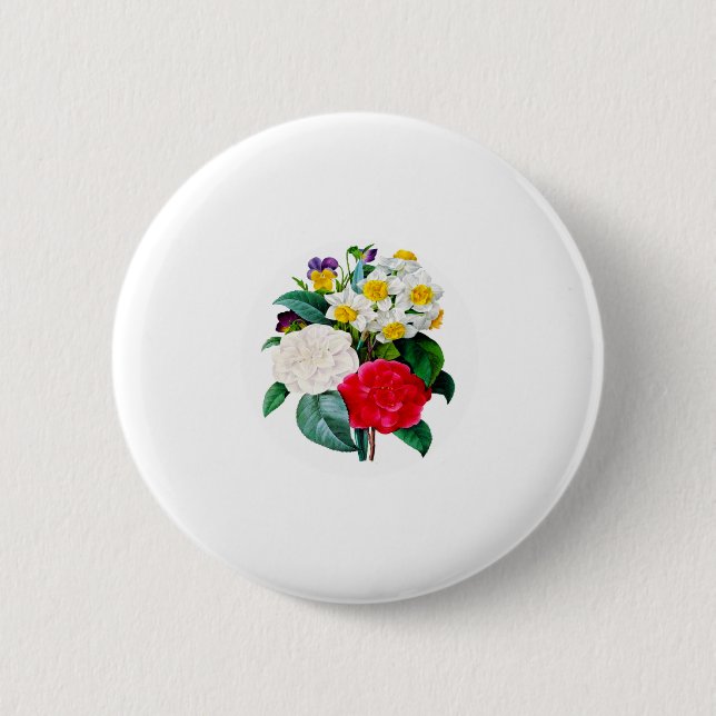 Chapa Redonda De 5 Cm Flores de época (Anverso)