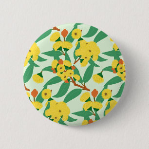 Chapa Redonda De 5 Cm Flores de eucalipto amarillo