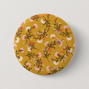 Chapa Redonda De 5 Cm flores de fondo amarillo