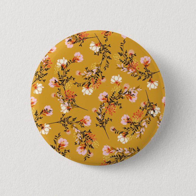 Chapa Redonda De 5 Cm flores de fondo amarillo (Anverso)