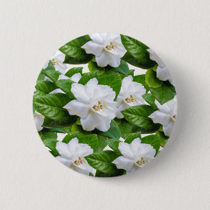 Chapa Redonda De 5 Cm Flores de Gardenia Blanca