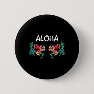 Chapa Redonda De 5 Cm Flores de Hibisco de Mujer Pecho Hawaiano Aloha Ha