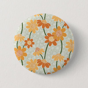 Chapa Redonda De 5 Cm Flores de los años 1970 silenciadas por retro de b