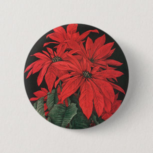 Chapa Redonda De 5 Cm Flores de plantas de poinsettia roja de Navidad vi