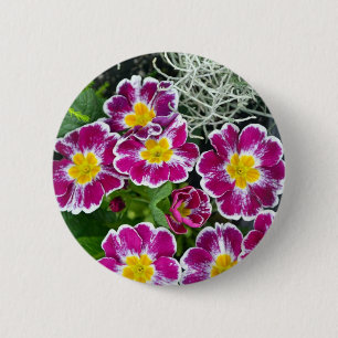 Chapa Redonda De 5 Cm Flores de rosa morado y amarillo