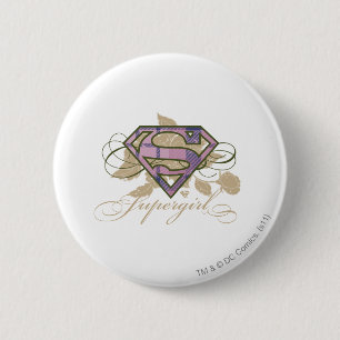 Chapa Redonda De 5 Cm Flores de Supergirl