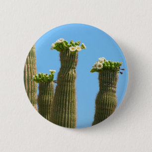 Chapa Redonda De 5 Cm Flores del cactus del Saguaro