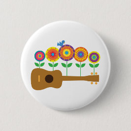 Chapa Redonda De 5 Cm Flores del Ukulele