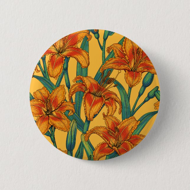 Chapa Redonda De 5 Cm Flores diurnas, azules y amarillas (Anverso)