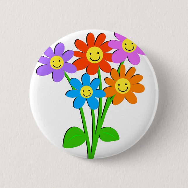 Chapa Redonda De 5 Cm Flores felices (Anverso)