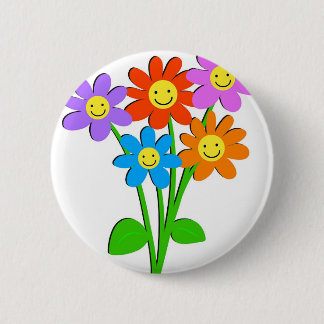 Chapa Redonda De 5 Cm Flores felices