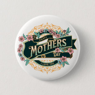 Chapa Redonda De 5 Cm Flores florales coloridas en el Día de la Madre