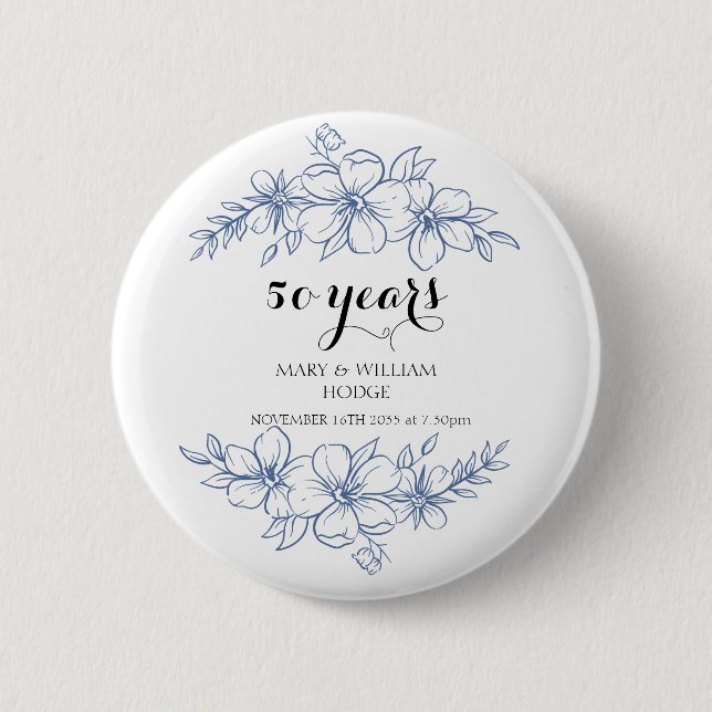 Chapa Redonda De 5 Cm Flores moradas de lavanda 50 aniversario boda (Anverso)