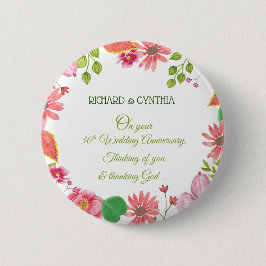 Chapa Redonda De 5 Cm Flores religiosas para el 30º aniversario de bodas