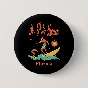 Chapa Redonda De 5 Cm Florida St. Pete Playa Fl Surfista Surfing Pesca P