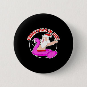 Chapa Redonda De 5 Cm Flotador de piscina de flamenco de Santa de Navida