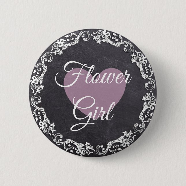 Chapa Redonda De 5 Cm Flower Girl Chalkboard Style Bachelorup Party (Anverso)