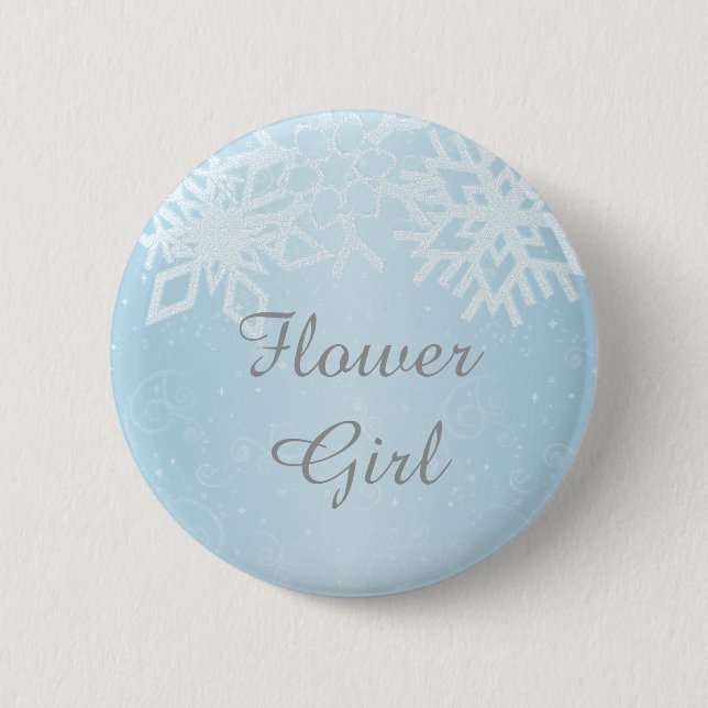 Chapa Redonda De 5 Cm Flower Girl Winter Snowflakes (Anverso)