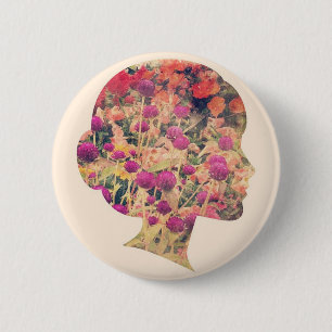 Chapa Redonda De 5 Cm Flower Lady