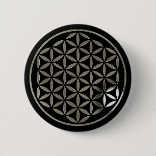 Chapa Redonda De 5 Cm Flower Of Life - Silver 1 stamp   black