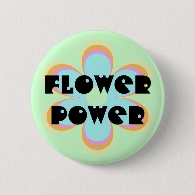 Chapa Redonda De 5 Cm Flower power (Anverso)