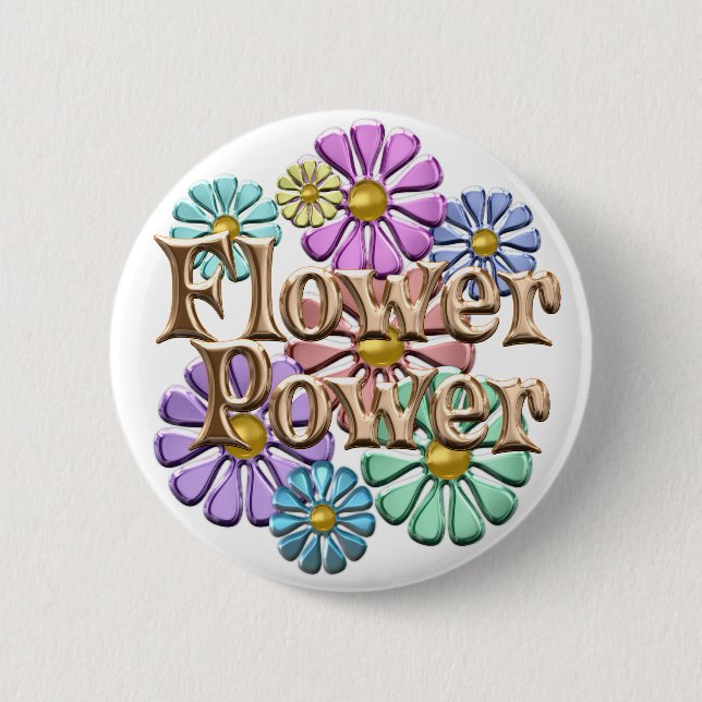 Chapa Redonda De 5 Cm Flower power (Anverso)