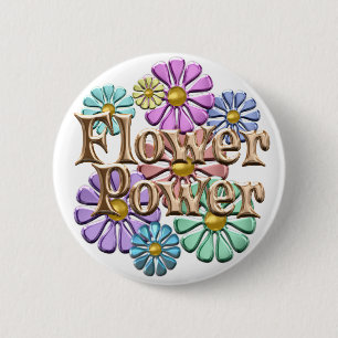 Chapa Redonda De 5 Cm Flower power