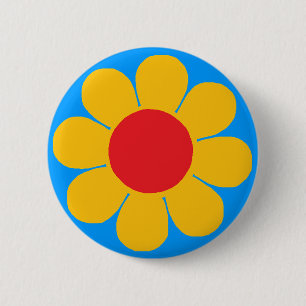 Chapa Redonda De 5 Cm Flower power amarillo