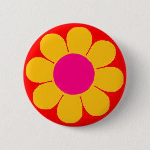Chapa Redonda De 5 Cm Flower power amarillo