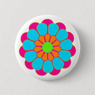 Chapa Redonda De 5 Cm Flower Power Bloom III