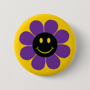 Chapa Redonda De 5 Cm Flower Power Happy Face