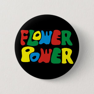 Chapa Redonda De 5 Cm Flower Power hippie