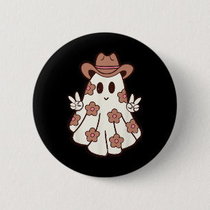 Chapa Redonda De 5 Cm Flower Retro Western Ghost Halloween Famosa Cowgir
