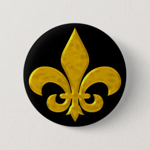 Chapa Redonda De 5 Cm Fluer De Lis Hammered Gold