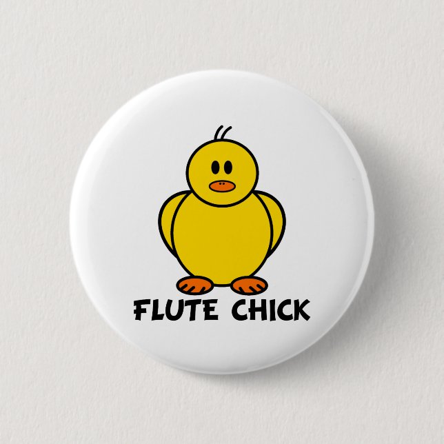 Chapa Redonda De 5 Cm Flute Chick (Anverso)