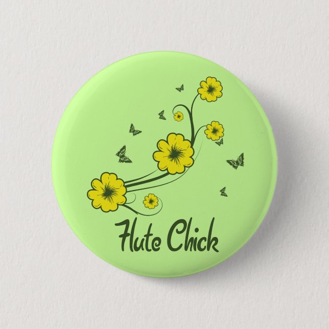 Chapa Redonda De 5 Cm Flute Chick (Anverso)