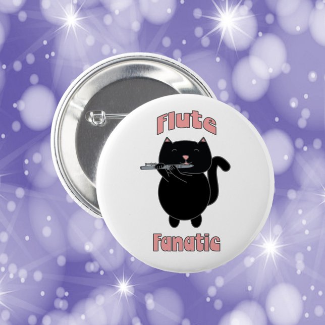 Chapa Redonda De 5 Cm Flute Fanatic Black Cat Funny (Subido por el creador)