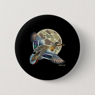 Chapa Redonda De 5 Cm Flying Mottled Duck Camouflage Camo Caza de Patos