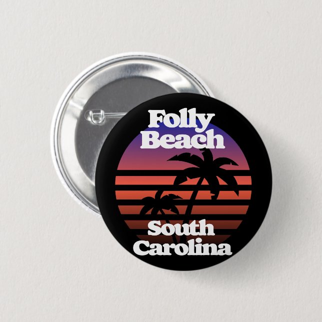 Chapa Redonda De 5 Cm Folly Beach South Carolina (Anverso y reverso)
